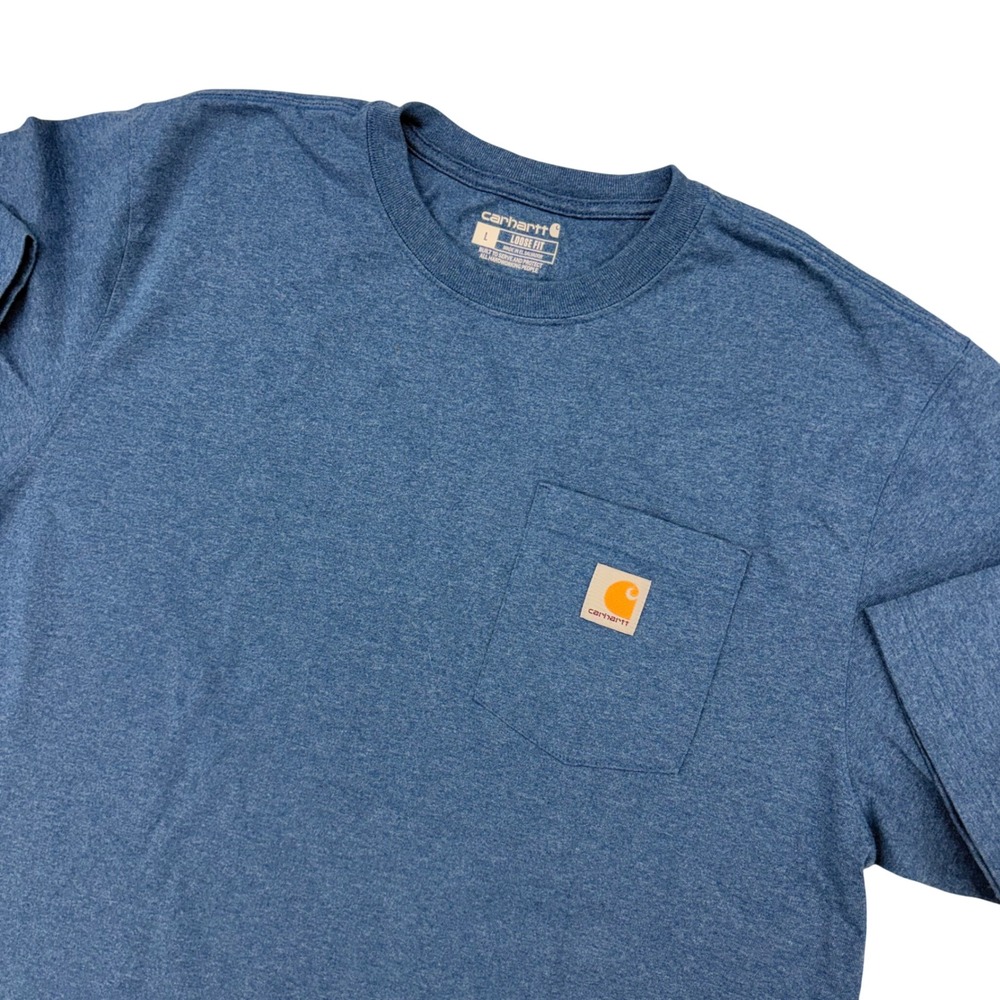 Carhartt K87 Loose Fit Pocket T-Shirt Mens Large Heather Blue Short Sleeve Tee - Picture 4 of 7